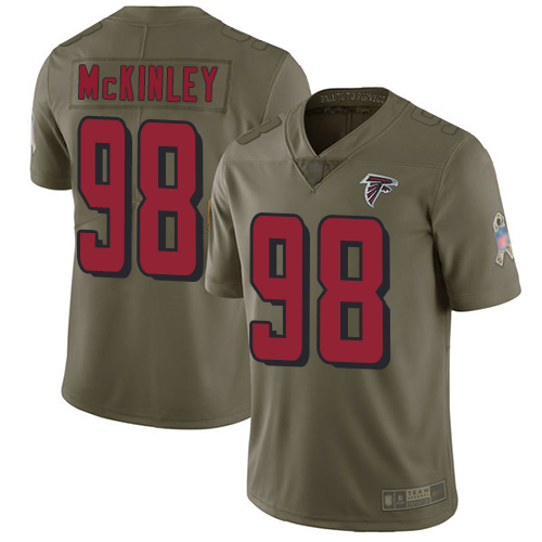 Atlanta Falcons Limited Olive Men Takkarist McKinley Jersey NFL Football #98 2017 Salute to Service